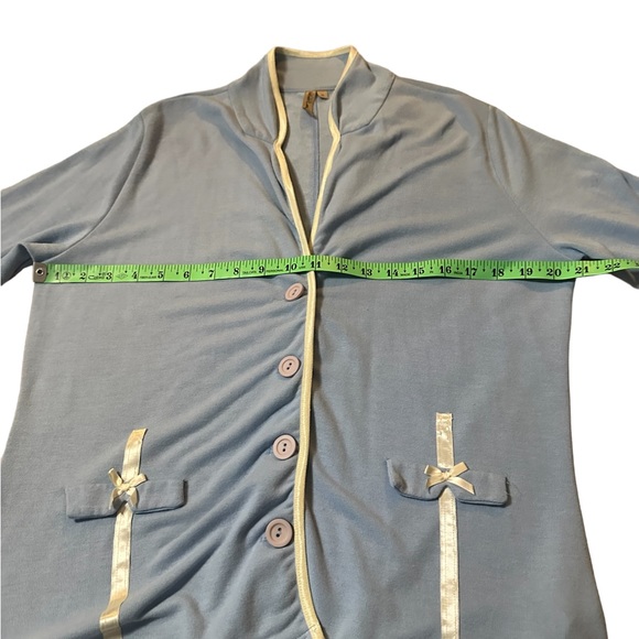 SUSAN LAWRENCE 4 Buttons cardigan with bow accents Light Blue in Xl - Picture 4 of 11